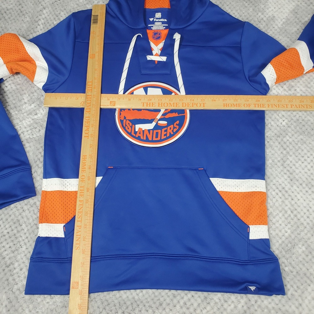 Fanatics New York Islanders Lace Up Hoodie Mens M Blue Sweatshirt Mesh NHL New - Picture 9 of 10